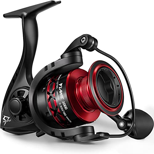 Piscifun Flame Spinning Reels, Lightweight 9+1BB Ultra Smooth Spinning Fishing Reels, 19.8LBs Max Drag - color: Red, size: 3000