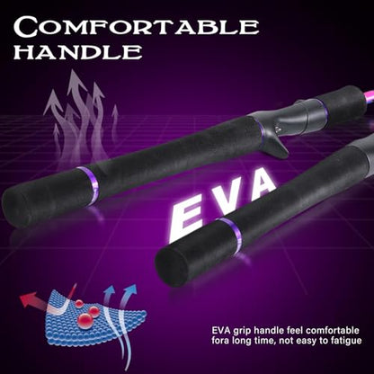 Sougayilang Fishing Rod, 2-Piece Graphite Composite Blank/Fiber Glass Spinning & Casting Rod with EVA Grip, Smooth Transition Fishing Pole - size: 7'0", style: Graphite Blank - Casting Rod