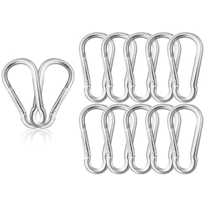 12 Pack 3" Heavy Duty Carabiner Clips, M8 Sliver Galvanized Steel Spring Snap Hooks, Rust-Resistant Keychain Clips for Hammock, Camping, Hiking, Fishing, Swing Set - color: Silver, size: M8-3"