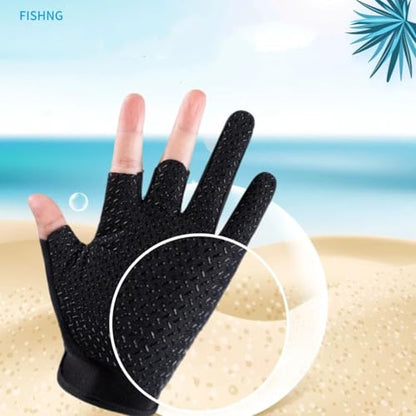 Fingerless Fishing Gloves, Sun Protection Breathable Gloves for Men and Women, Lightweight Quick-Dry Gloves for Fishing, Kayaking, Hiking and Outdoor Activities - color: grey