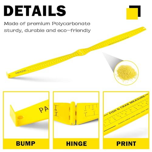 Fish Measuring Board - 32in/80cm Folding Fishing Ruler Lightweight Bump Board - Easy to Read and Portable Crab & Fish Measure Device, Fish Ruler for Boat, Kayak, Yellow - size: 32”/80cm Dual Scale
