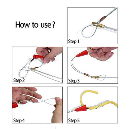 11' Fiberglass Running Electrical Wire Cable Pulling Fish Tape Kit with 5 Different Attachments and Fish Tape Tool in a Carrying Case - size: 11FT-10 Rods