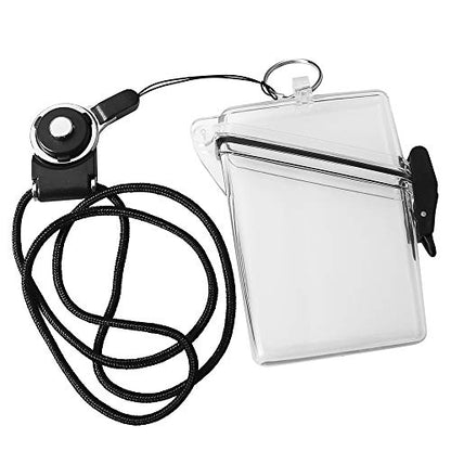 2 Pack Sport Waterproof ID Card Badge Holder Case with Lanyard Cover Multiple Credit Cards, Registration, ins Card Heavy Duty Durable Locker Dry Box (Clear)