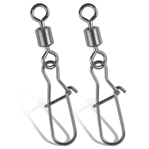100Pcs Fishing Rolling Barrel Swivel with Duo Lock Snap Connector, High Strength Black Nickel Copper Swivel with Quick Change Snap Clip Tackle for Freshwater Saltwater Fishing - size: 1#