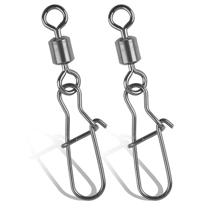 100Pcs Fishing Rolling Barrel Swivel with Duo Lock Snap Connector, High Strength Black Nickel Copper Swivel with Quick Change Snap Clip Tackle for Freshwater Saltwater Fishing - size: 4#