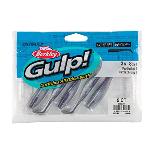 Berkley Gulp! Saltwater Paddleshad Fishing Soft Bait - color: Purple Chrome, size: 3"