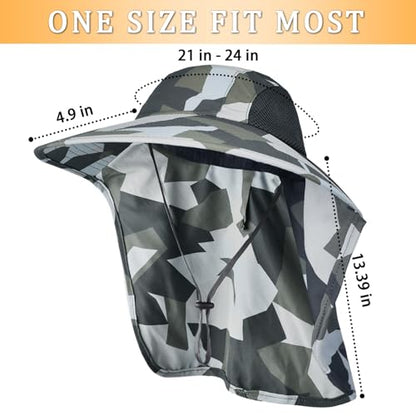 Sun Hat for Men Women with Neck Flap,UPF 50+ UV Protective Hiking Fishing Hats,Wide Brim Sun Hat for Women&Men - color: 1pack-grey Camo