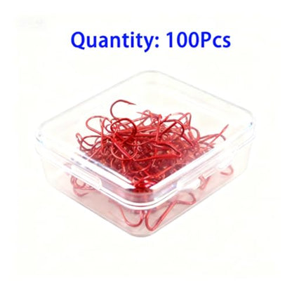 Persei 100pcs Fishing Hook Treble Hooks High Carbon Treble Hooks Super Sharp Solid Size 2 4 6 8 10 12 Triple Barbed Steel Fish Hook - color: Red, size: 8#-100pcs