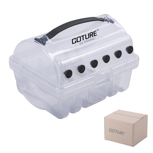 Goture Fishing Line Storage Box 1/2Pcs, 6(2 Large + 4 Standard) Slots Fishing Line Case, PP Clear Visibility Fishing Line Organizer, Silicone Holes Line Spool Box - style: 1Pack - 6 Slots Spool Storage Box