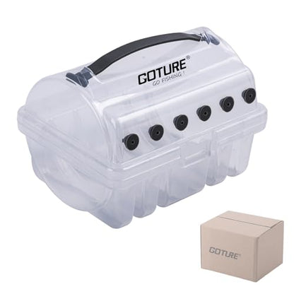 Goture Fishing Line Storage Box 1/2Pcs, 6(2 Large + 4 Standard) Slots Fishing Line Case, PP Clear Visibility Fishing Line Organizer, Silicone Holes Line Spool Box - style: 1Pack - 6 Slots Spool Storage Box