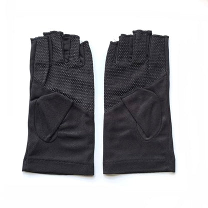 Men Summer Fingerless Gloves Lightweight Half Finger Sunblock Gloves for Outdoor Hiking Driving Cycling - color: Black