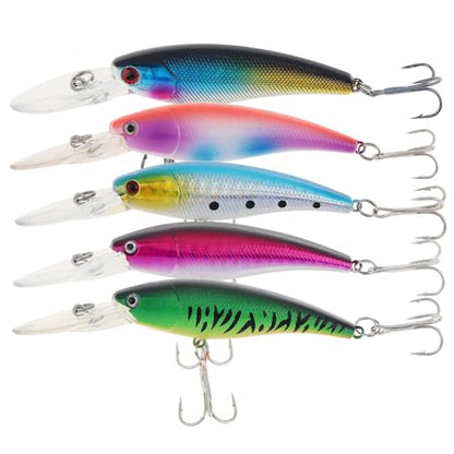 5pcs Fishing Lures Crankbaits, Fishing Hard Baits Swimbaits Minnow Bass Topwater Lures for Trout Bass Perch