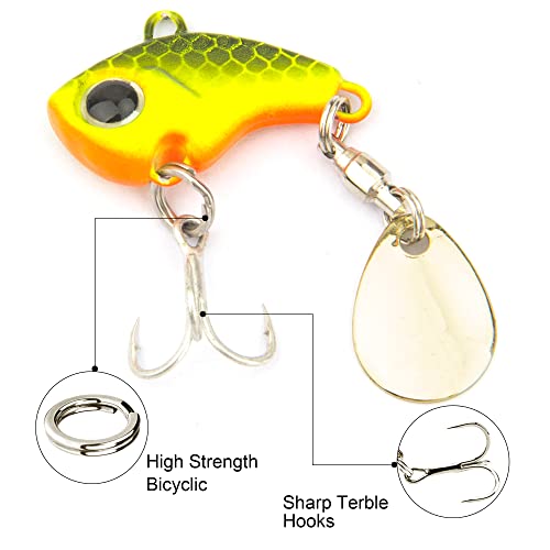 Fishing Lures VIB Tail Spinners Bait Metal Sinking Lures Fishing Jigs Blade Baits Bass Crankbait Fishing Spinner Blade for Bass Fishing Lure Kit with Tackle Box