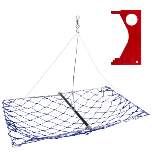 Dr.Fish Foldable Crab Trap with Gauge and Bait Clip, Castable Crab Crawfish Trap Snare Crabbing Net for Crayfish Lobster Minnow - color: Single Crab Trap with Gauge