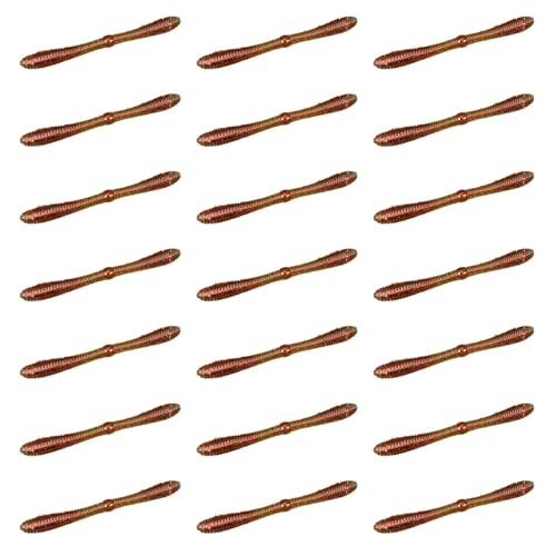 Lunker City Fishing 5" Spanky Worm 3 Pack Bundle Soft Plastic Bass Lure Wacky Rig Salted Jigging Stick Bait, 21 Total Lures, Made in The USA - color: 144 Watermelon Red Flake