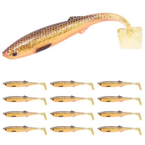 TRUSCEND Shadtale Easy Catch Soft Fishing Lures, Unique Vibration and Action for Various Rigs, Paddle Tail Swimbaits Trailer for Bass, Trout, Crappie, Walleye, Redfish, Saltwater & Freshwater Fishing - color: H3-2.5",0.08oz,12pcs
