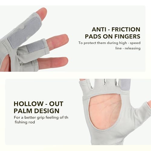 8 Fans Fishing Gloves UPF50+ Fly Fishing Gloves, Fingerless Gloves Sun Protection Gloves Men Women for Outdoor, Kayaking, Cycling, Rowing