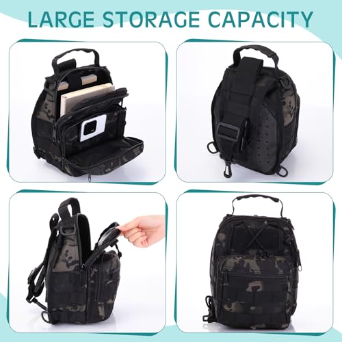 Abbylike 2 Pcs Small Fly Fishing Sling Waterproof Fishing Backpack Outdoor 600d Oxford Cloth Tackle Bag with Multiple Storage Compartments Ideal for Fish Catching Hiking Travel