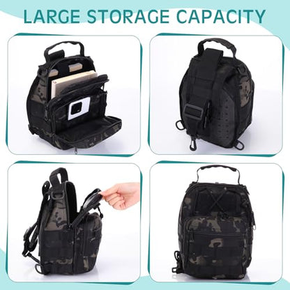 Abbylike 2 Pcs Small Fly Fishing Sling Waterproof Fishing Backpack Outdoor 600d Oxford Cloth Tackle Bag with Multiple Storage Compartments Ideal for Fish Catching Hiking Travel