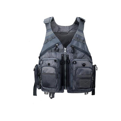 Obcursco Fly Fishing Vest for Men and Women with Breathable Mesh, Trout Fishing Gear, for Outdoors Stream Fishing - color: Grey