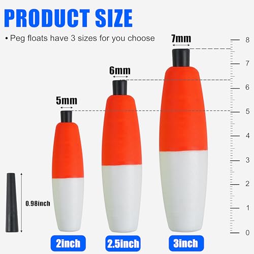 SILANON Peg Floats Fishing Bobbers,Foam Cigar Fishing Floats Bobbers Catfish Floats Slip Fishing Cork Bobbers with Pipe Plug for Catfish Santee Rig Freshwater Saltwater Fishing - size: 2.5 inch, style: Red-White-30pcs