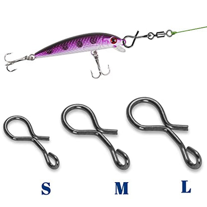 SILANON Fly Fishing Snaps,150pcs Fly Fishing Quick Clips Quick Change Lure Clips Micro Fly Snap Swivels No Knot Fast Snap Stainless Steel Lure Connector for Flies Hooks Jigs Lures 3 Sizes - size: Size M-6.6LB-150PCS