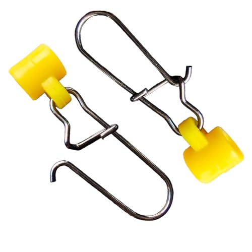 25/50/100 PCS Fishing Line Sinker Slides Duo Lock Snaps High Strength Stainless Steel Sinker Slider Swivel Snap Kit Fishing Tackle - color: Yellow, size: 100 Pieces