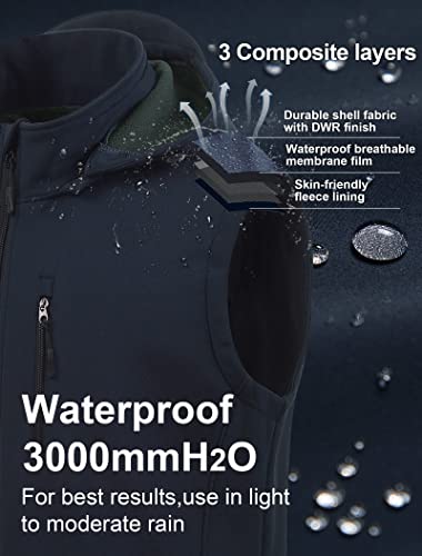 CREATMO US Men's Casual Lightweight Warm Thin Outerwear Vest Windbreaker Sleeveless Jacket With Removable Hood - color: Navy, size: Large