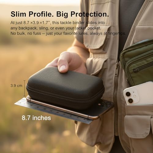 Waterproof Bait Storage Binder Case, Hard Shell EVA Shockproof Fishing Lure & Spinner Organizer Bag with 16 Slots (Case Only)