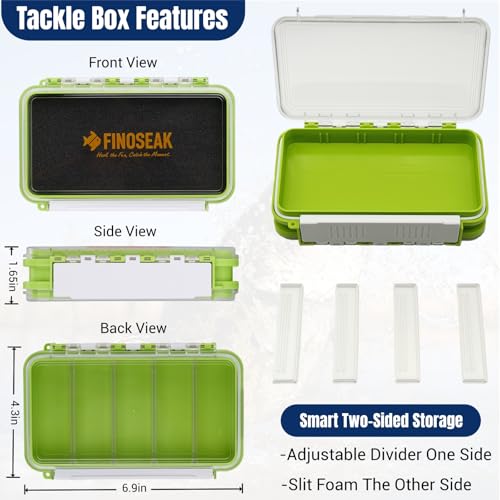 Sturdy Dual Sided Small Tackle Box Organizer, Waterproof Sealed Clear Fishing Tackle Box Tray Storage Case with Slit Foam for Jig Heads-Flies-Spoons-Rigs and Lures (FN0803) - style: FN0803