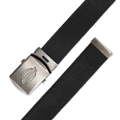 Dickies mens Fabric Web Plaque Logo Buckle Belt - Fits Up to Size 42" Waist - color: Black, size: One Size - Cut to Fit