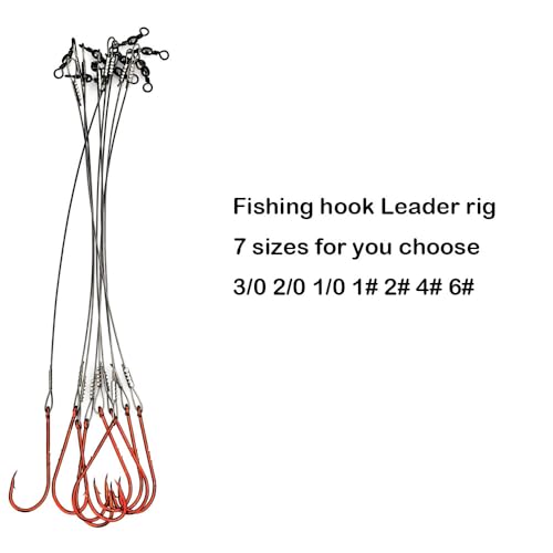 10pcs Fishing Wire Leader Hook Rigs Baitholder Fishing Hook Nylon Coated Fishing Wire Leader with Swivel 3/0 2/0 1/0 1# 2# 4# 6# - size: 2#-10pcs, style: 6.4inch