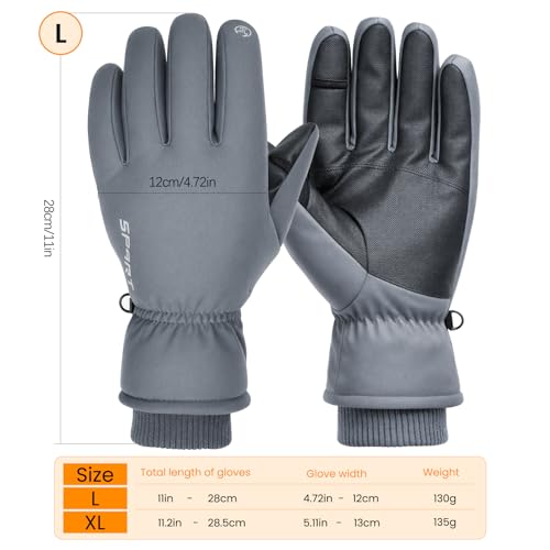 INNOLIFE Ski Gloves Men Women Waterproof Winter - Snow Gloves with Thermal Lining, Non-Slip Grip & Opening for Cold Weather - color: Grey, size: Large