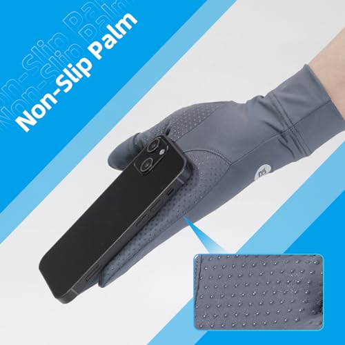 ROCKBROS UV Protection Gloves Soft Thin Women’s Sunscreen Gloves Anti-Skid Ice Silk Gloves with Removable Fingertips for Cycling Driving Running - color: grey
