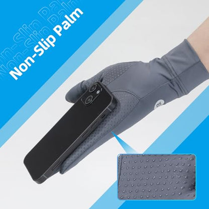 ROCKBROS UV Protection Gloves Soft Thin Women’s Sunscreen Gloves Anti-Skid Ice Silk Gloves with Removable Fingertips for Cycling Driving Running - color: grey