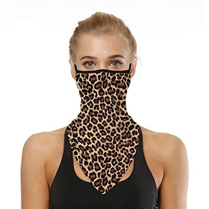 YAYOUREL Neck Gaiter Face Mask Bandanas for Men Women UV Face Scarf Cover Ear Loop Hole Facemask for Fishing Running Cycling - color: Brown Black
