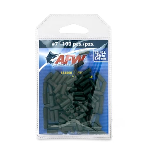 AFW Thin Wall Double Barrel Crimp Sleeves - Premium Fishing Copper Crimp Sleeve with Burr Free Black Finish, Enhanced Flexibility - Durable and Lightweight - Retail & Bulk Pack Available - color: Black, style: #7/.106" - 100 pc
