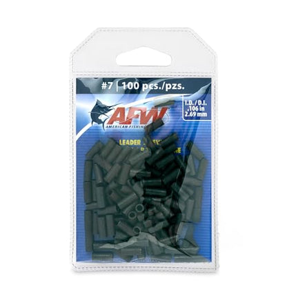 AFW Thin Wall Double Barrel Crimp Sleeves - Premium Fishing Copper Crimp Sleeve with Burr Free Black Finish, Enhanced Flexibility - Durable and Lightweight - Retail & Bulk Pack Available - color: Black, style: #7/.106" - 100 pc