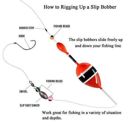 THKFISH Fishing Floats Bobbers Slide Floats Balsa Fishing Bobber Slip Bobbers for Crappie Panfish Trout Bass (1/2oz 2"x5.28") (1/6 1.6"x4.8") 5Pcs - color: Red and Red, size: 1/2 oz 2"x5.28" - 5Pcs