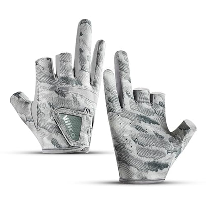SUJAYU Fishing Gloves Men & Women, Anti-Slip & Breathable Laxuery Palm Kayak Gloves, 3-Cut Fingers UV Gloves Ice Fishing Gloves Fly Fishing Accessories - color: Grey, size: Medium