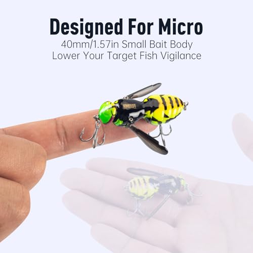 Kingdom Wasp Crawl Bait Insect Bionic Floating Fishing Lures Swimbaits Hard Artificial Baits Lure Freshwater and Saltwater Bass Carp Pike Walleye Fishing ABS Material Carbon Steel Three Book Hook - color: 02, size: 4.2g