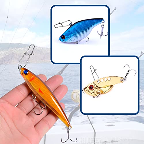 100 Pack Fishing Duo Lock Snap Fishing Snaps and Clips Freshwater Saltwater Fishing Gear Hooked Snap Speed Clips Fishing Lures Connector Quick Change Fishing Snap - size: Size #6(132lb) 100 PCS