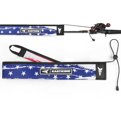 KastKing MeshGuard Rod Socks, Fishing Rod Sleeve, Neoprene Fishing Pole Sleeve, Fishing Rod Covers, Built-in Hanging Loop & Adjustable Lanyard, Fits Casting, Spinning, & Fly Rods - color: Flag 1 Pcs, style: Casting/Trolling