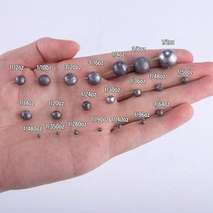 Dr.Fish 100 Pack Round Split Shot Weights Fishing Sinker Clip on Line Weight Tackle Fly Fishing Freshwater Saltwater - size: 1/30oz-100 Pack