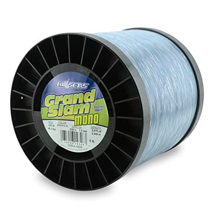 HI-SEAS Grand Slam Monofilament Fishing Line - Strong & Abrasion Resistant in Clear, Pink, Green, Smoke Blue, Fluorescent Yellow Freshwater & Saltwater - 5 lb Spool - color: Smoke Blue, style: 100 Lb Test, 1.00 Mm Dia, 2675 Yd