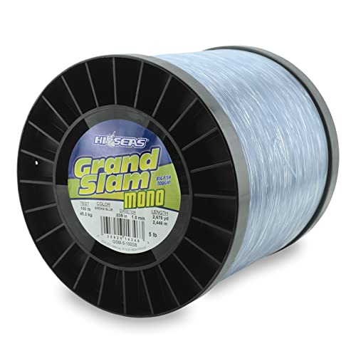 HI-SEAS Grand Slam Monofilament Fishing Line - Strong & Abrasion Resistant in Clear, Pink, Green, Smoke Blue, Fluorescent Yellow Freshwater & Saltwater - 5 lb Spool - color: Smoke Blue, style: 100 Lb Test, 1.00 Mm Dia, 2675 Yd