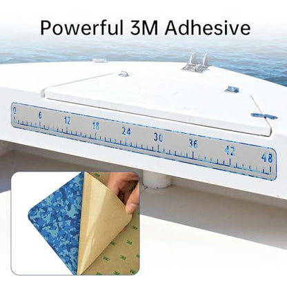 HZshark EVA Foam Fish Measuring Board, Fish Ruler with 3M Self-Adhesive Backing,48" Fishing Tape Measure for Boats Sailboats Yachts Kayaks - color: Light Grey with Ocean, size: 4.5"*48"