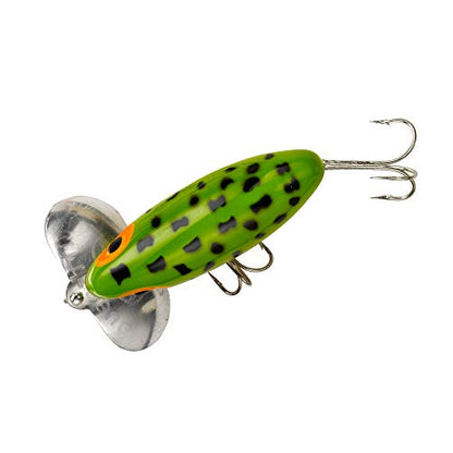 Arbogast Clicker Jitterbug Topwater Bass Fishing Lure, Excellent for Night Fishing, Frog White Belly, 2", 1/4 oz