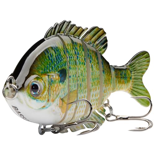 BASSDASH SwimPanfish Multi Jointed Panfish Bluegill Swimbaits Hard Topwater Bass Lures Fishing Lure Crank Saltwater 3.5in/0.85oz - color: Natural Bluegill