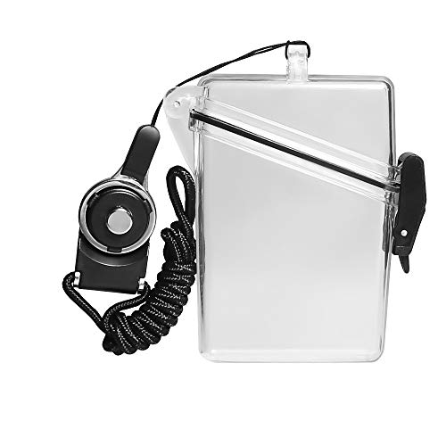 1 Pack Vertical Clear Waterproof Sport ID Card Badge Holder Case,with Lanyard & Carabiner Hard Crush Proof Watertight Holder,for Multiple Credit Cards, Registration, ins Card Heavy Duty Hard Plastic